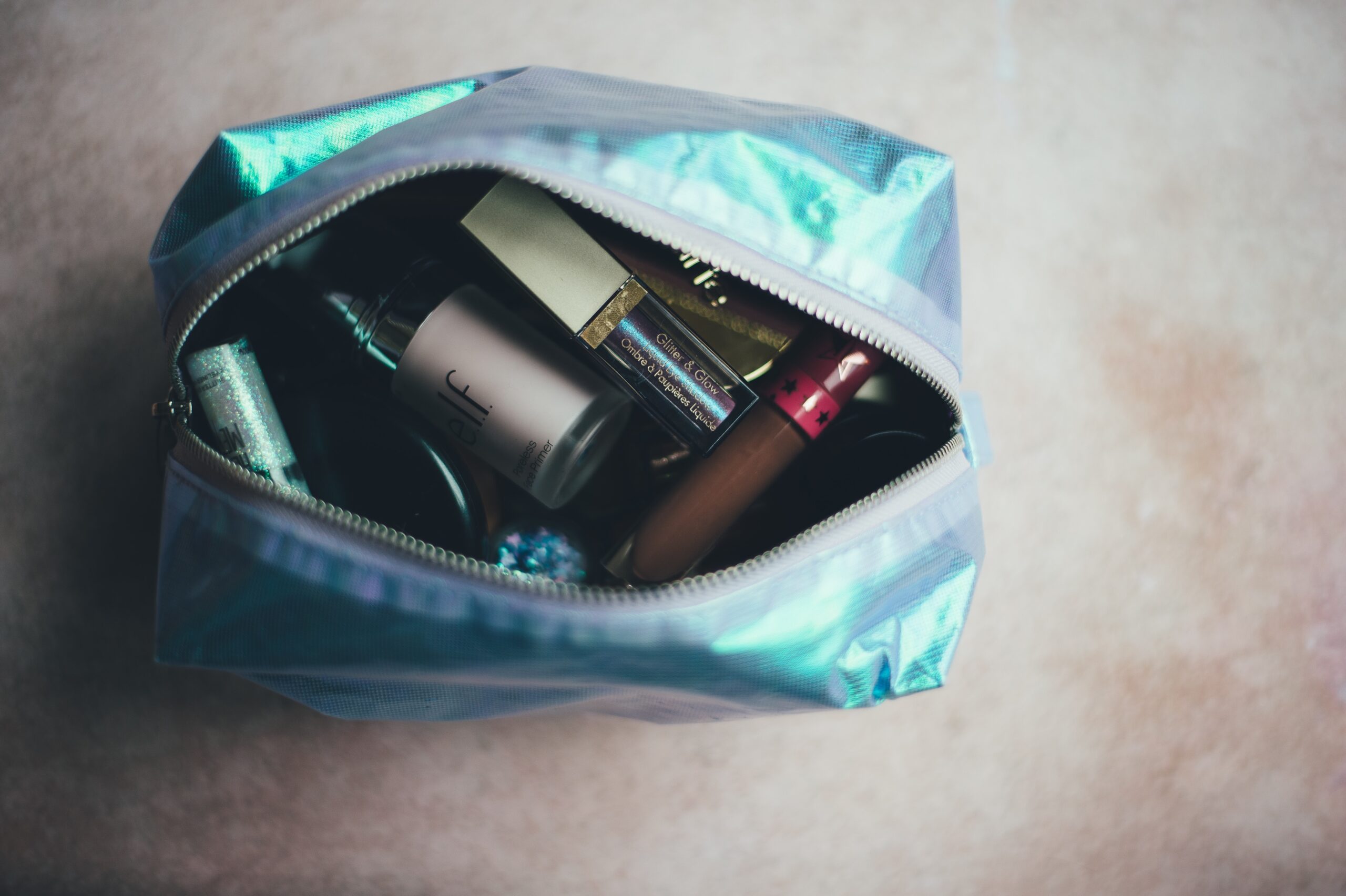 picture of open makeup bag